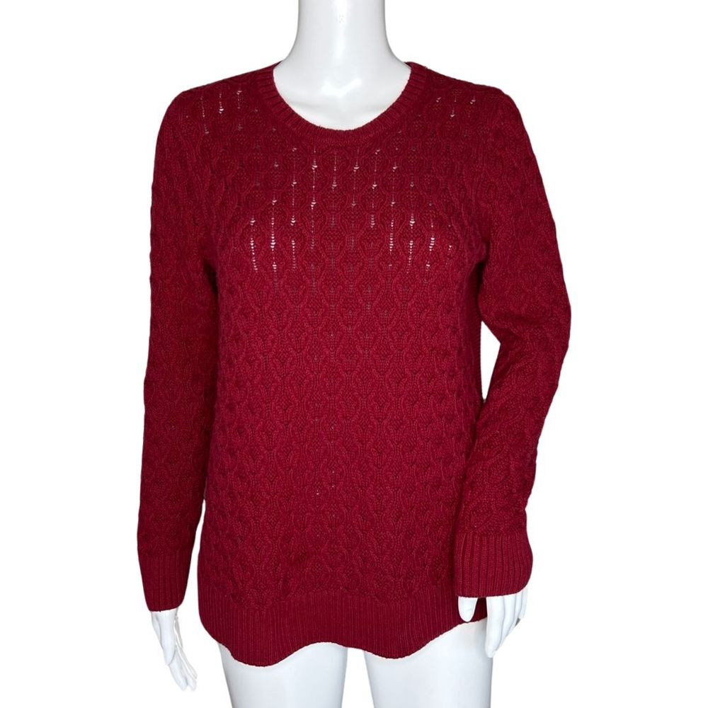 Jeanne Pierre Sweater Womens Medium Red Chunky Knit Everyday Basic Office Casual